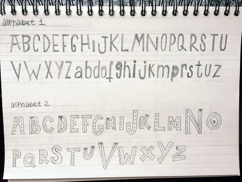 Hand-leetering-üben-1-alphabet-1-and-2
