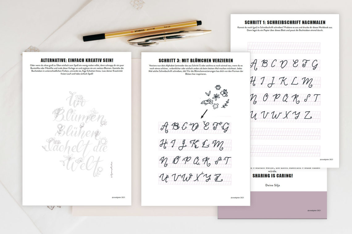 Eine HandletteringIdee für den Frühling ein eigenes BlumenAlphabet