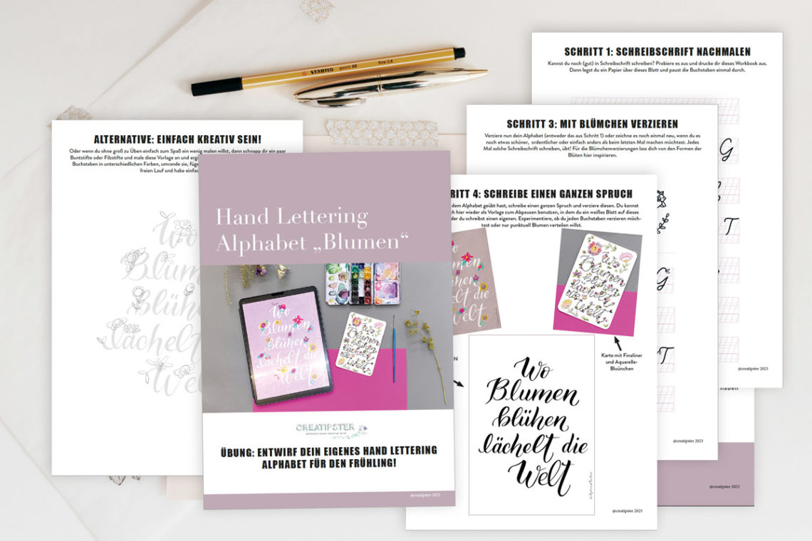 Eine HandletteringIdee für den Frühling ein eigenes BlumenAlphabet